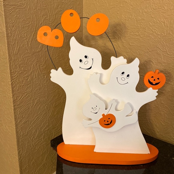 Halloween Ghost 👻 Family Wooden Centerpiece. Vintage - Picture 1 of 5
